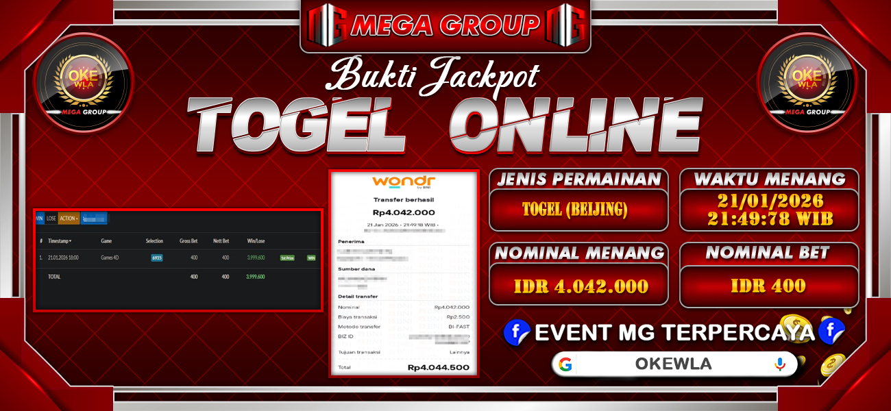 Bukti JP situs Okewla hari Rabu, 21 Januari 2026