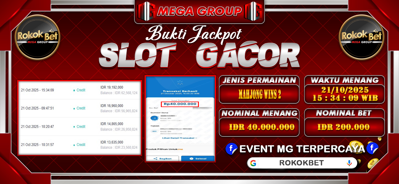Bukti JP situs Rokokbet hari Rabu, 22 Oktober 2025