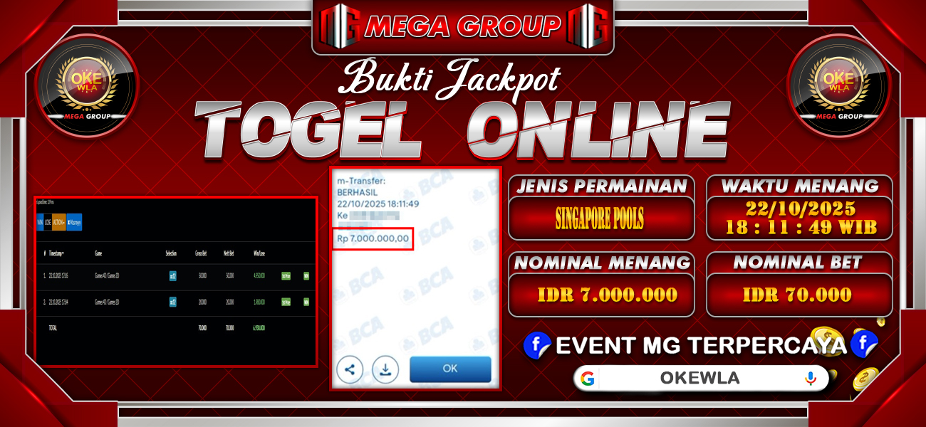 Bukti JP situs Okewla hari Rabu, 22 Oktober 2025