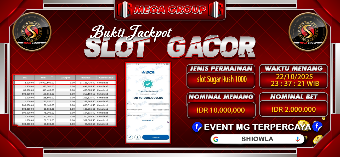 Bukti JP situs Shiowla hari Kamis, 23 Oktober 2025