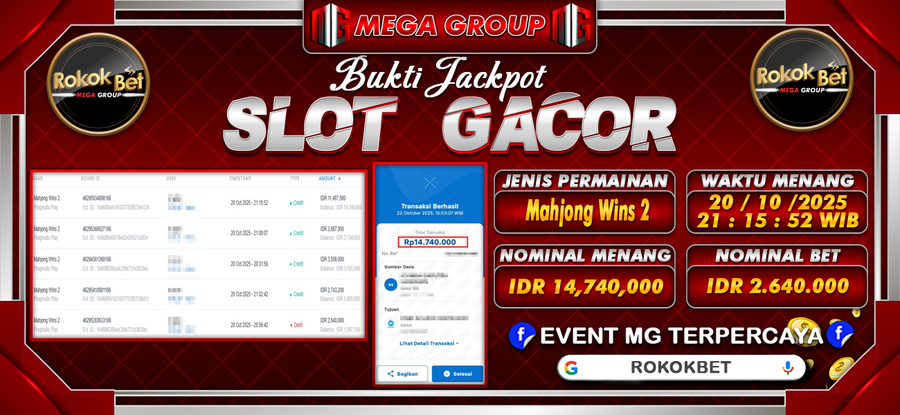 Bukti JP situs Rokokbet hari Senin, 20 Oktober 2025