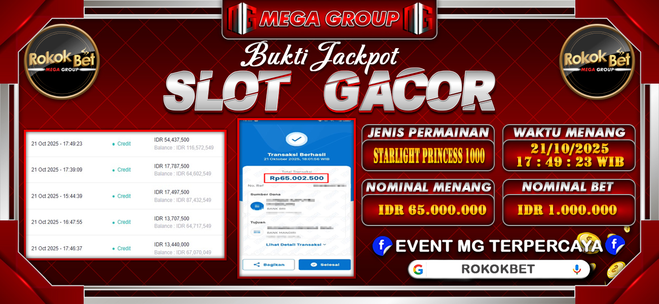 Bukti JP situs Rokokbet hari Rabu, 22 Oktober 2025