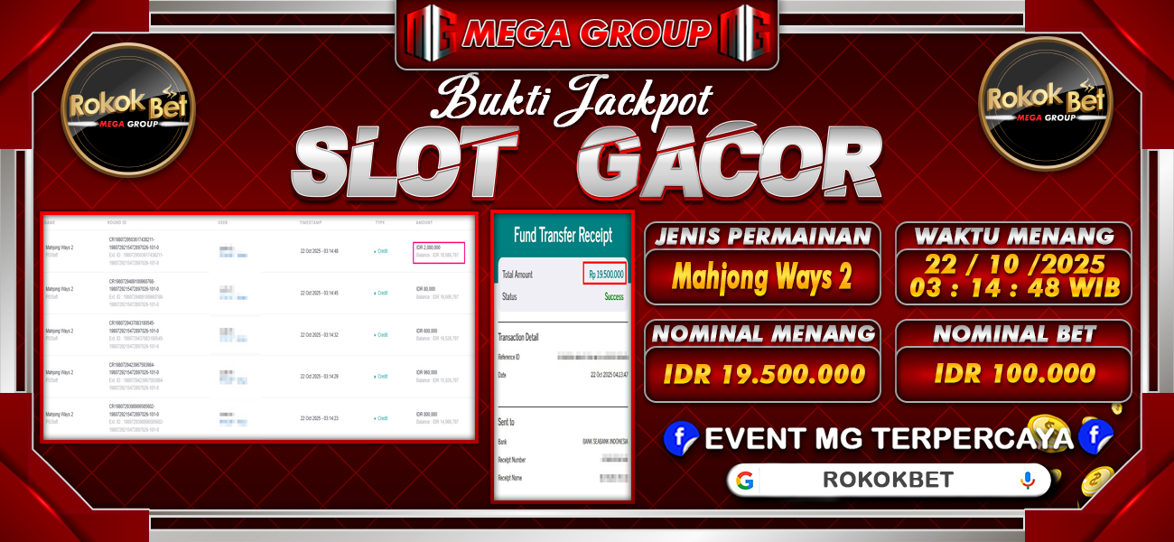 Bukti JP situs Rokokbet hari Rabu, 22 Oktober 2025