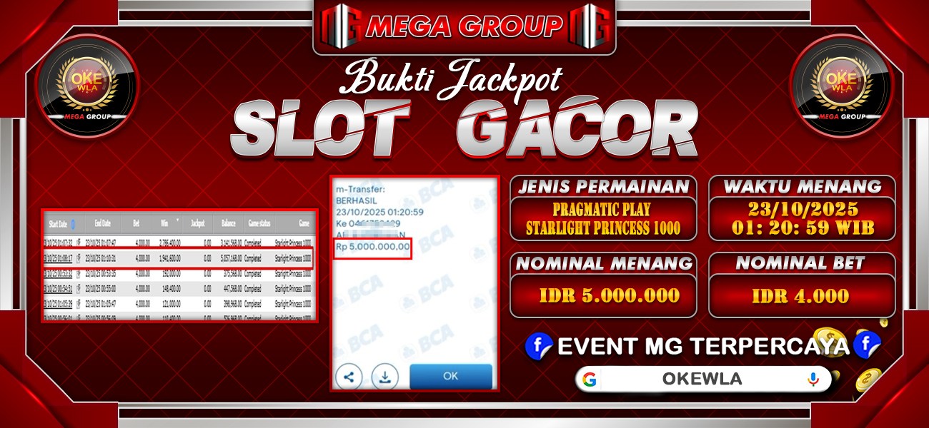 Bukti JP situs Okewla hari Kamis, 23 Oktober 2025
