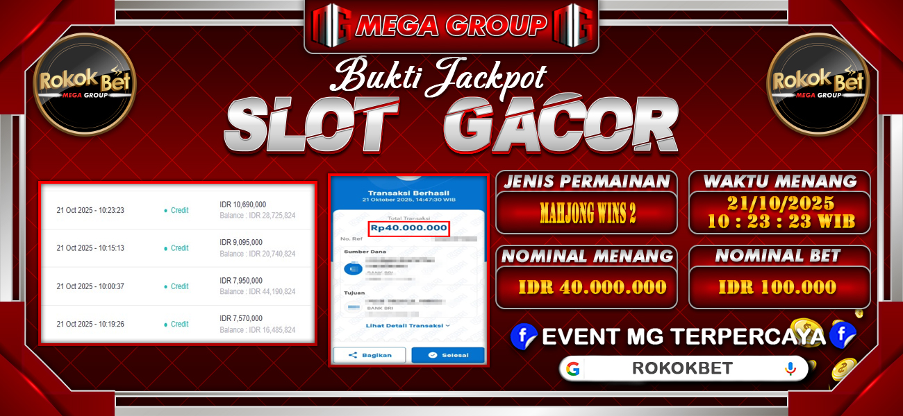 Bukti JP situs Rokokbet hari Rabu, 22 Oktober 2025