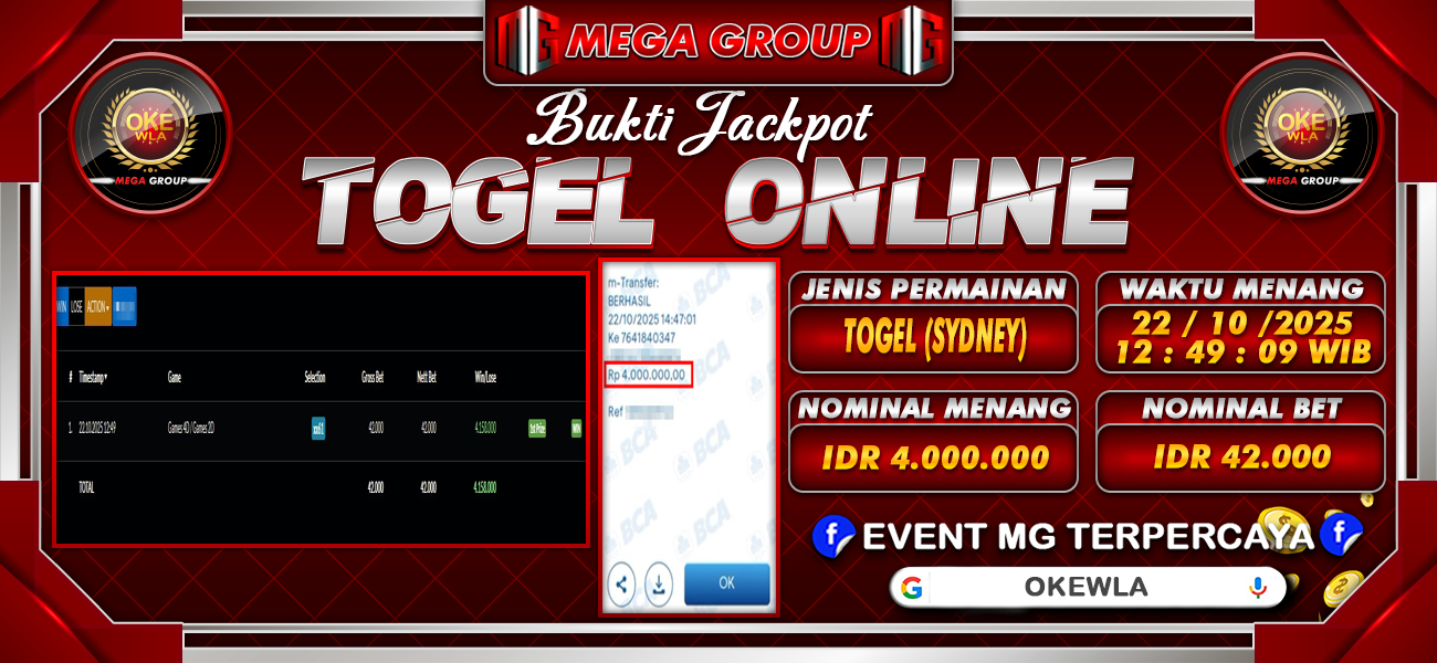 Bukti JP situs Okewla hari Rabu, 22 Oktober 2025